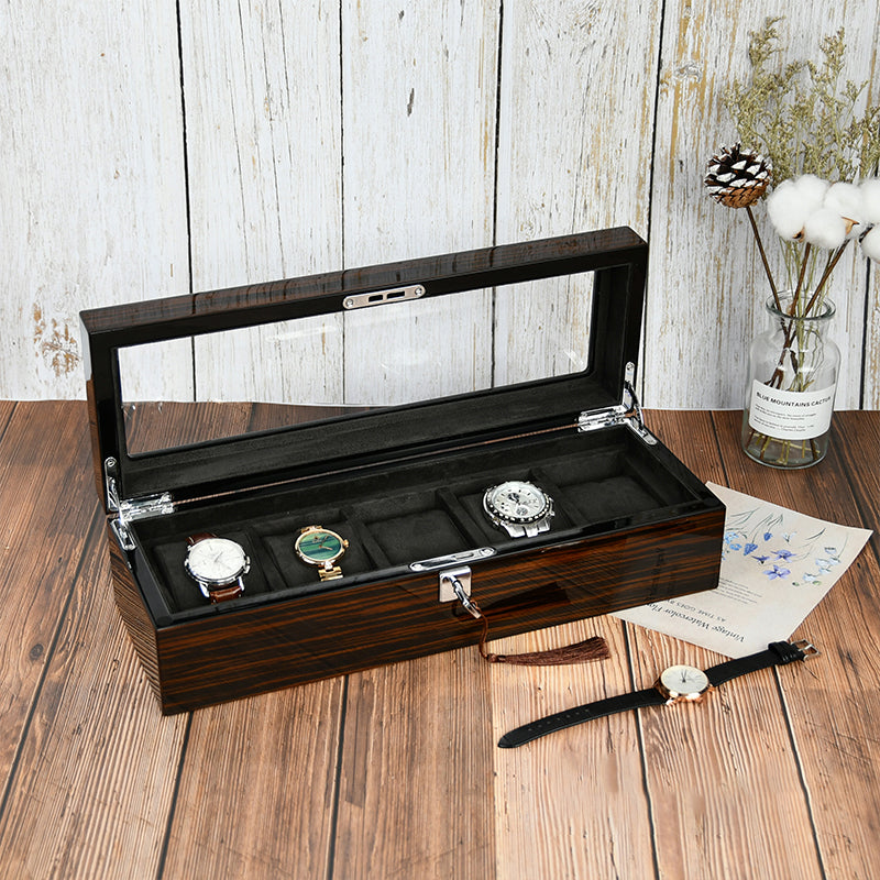 TC-006 Caja Tancy para 5 Relojes Madera Color Café