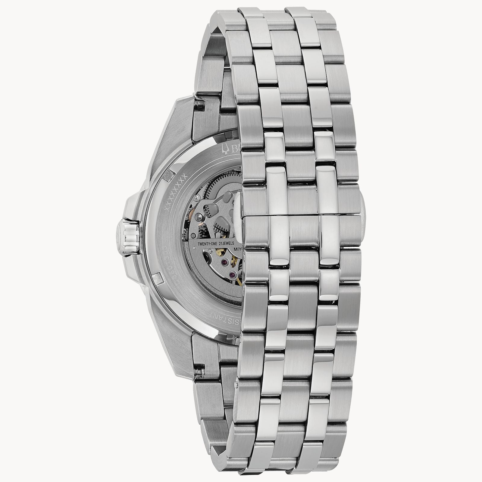 Reloj Bulova Sutton Hombre Acero Esqueleto Azul - Vista trasera