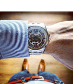 Reloj Bulova Sutton Hombre Acero Esqueleto Azul - Detalle de esfera