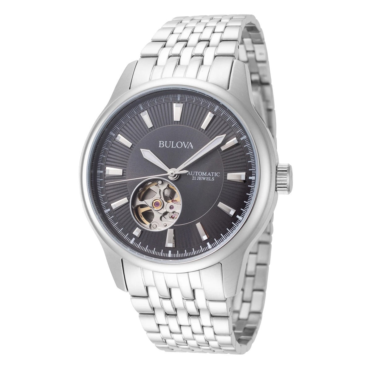 96A190 Bulova Classic Skeleton de hombre pulsera de acero inoxidable