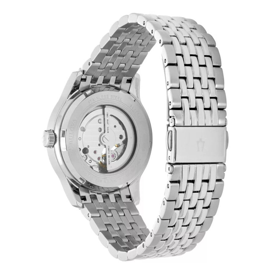 Reloj Bulova Classic Skeleton de hombre pulsera de acero inoxidable - Detalle de esfera
