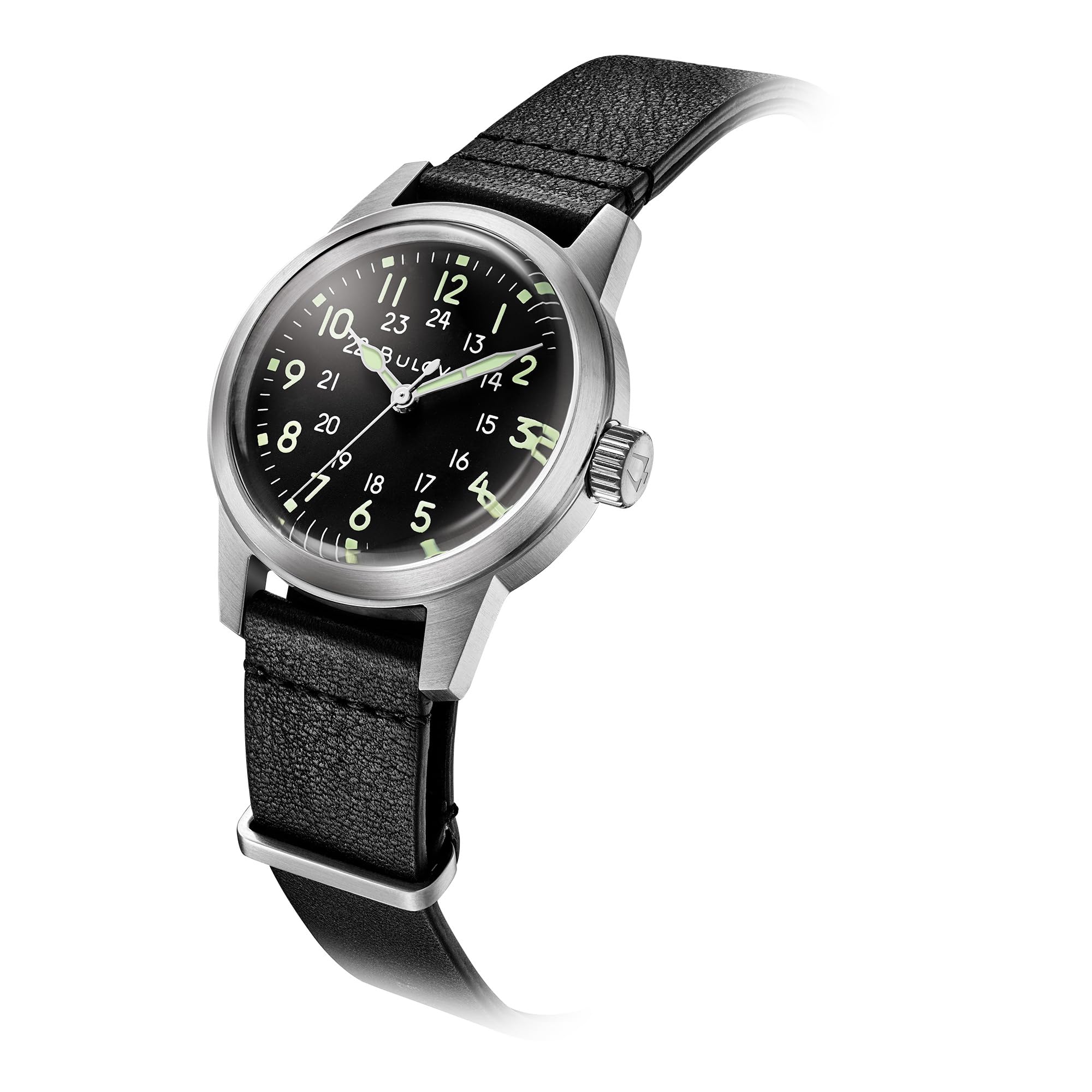 Reloj Bulova Military de hombre correa de piel - Vista lateral