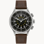 96A245 Bulova A-15 Pilot de hombre pulsera de cuero - Cuero Marrón