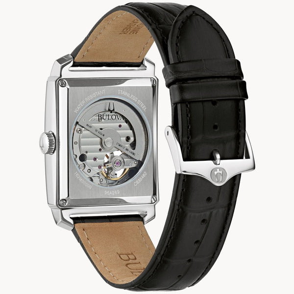 Reloj Bulova Sutton Automático Hombre Cuero Negro - Vista lateral