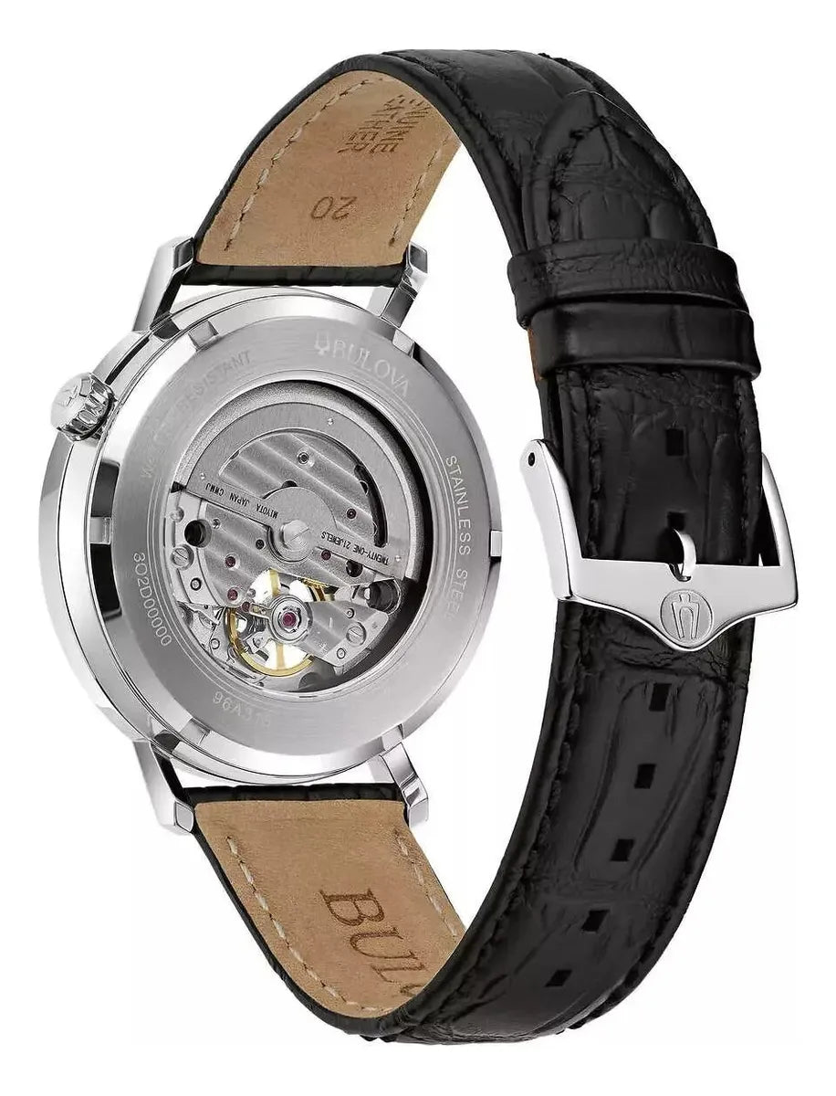 Reloj Bulova Aerojet Automático Hombre Piel Negra - Vista 5