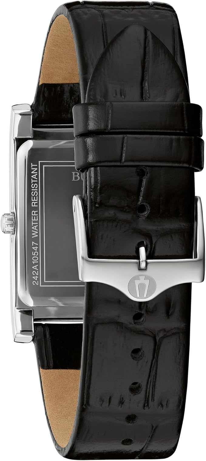 Reloj Bulova Classic Hombre Correa Cuero Negra - Vista trasera