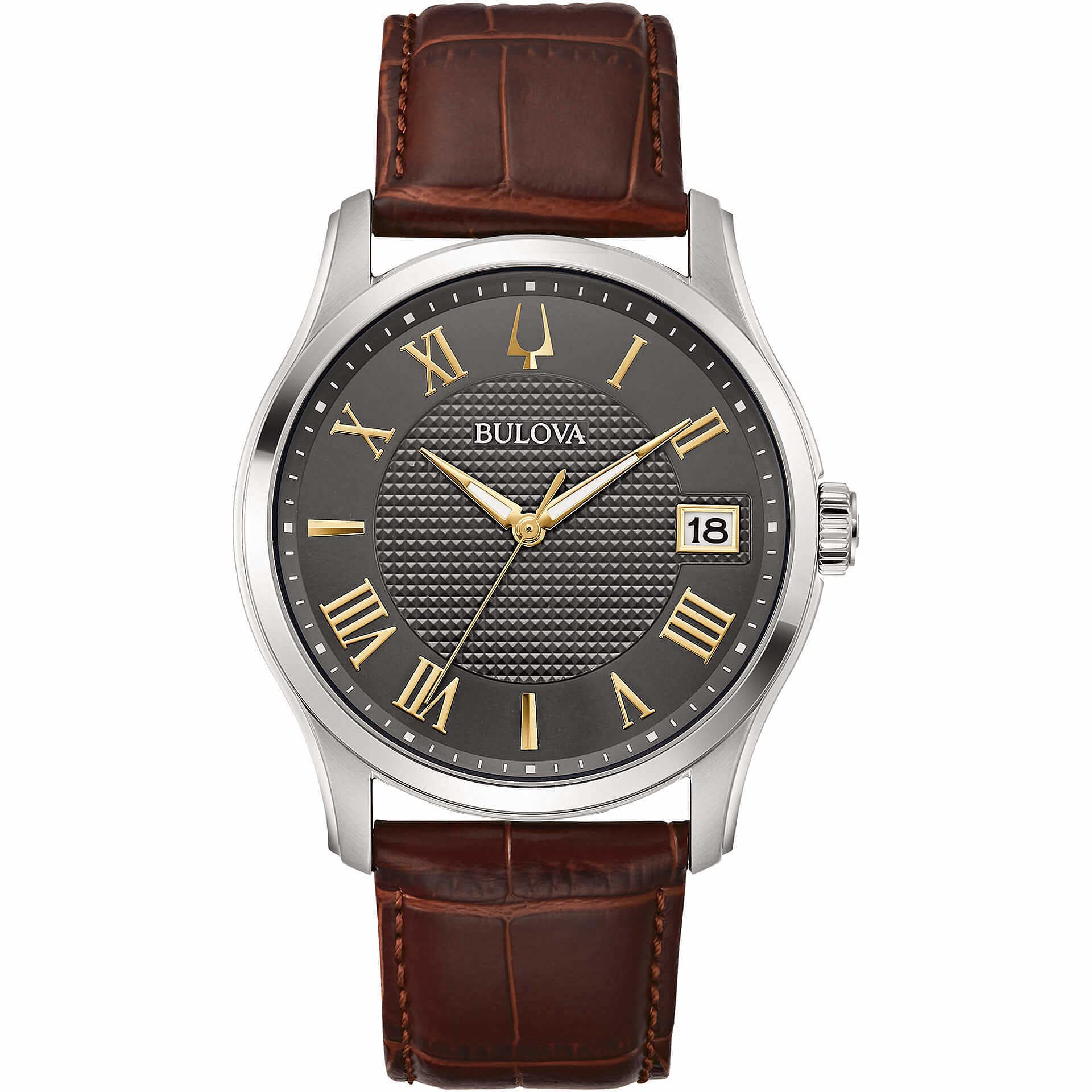 96B389 Reloj Bulova Wilton de hombre correa de metal - Cuero Marrón