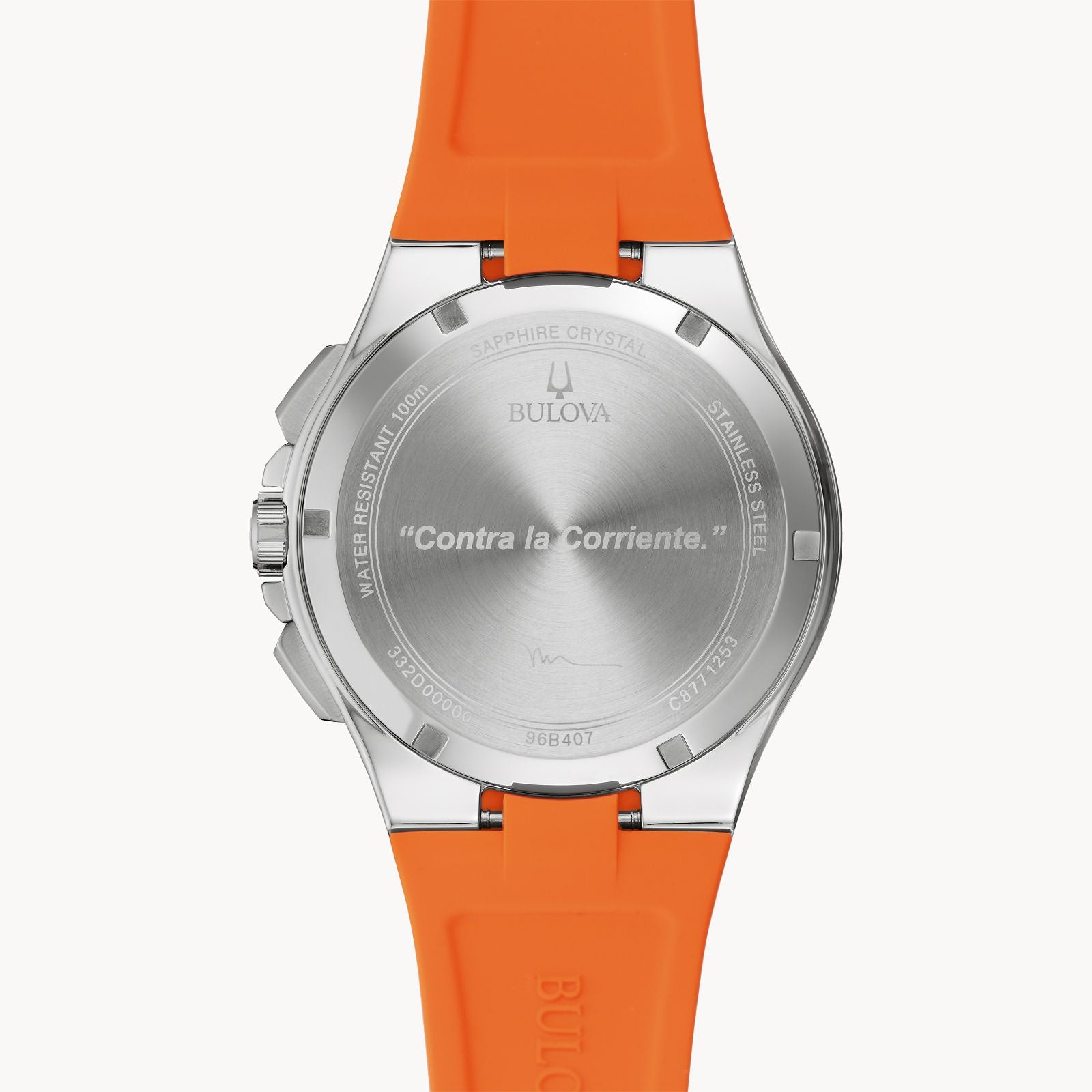 Reloj Bulova Marc Anthony Hombre Caucho Naranja - Vista trasera