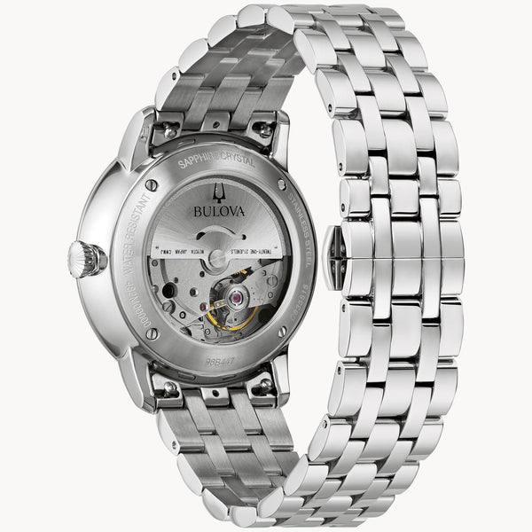 96B447 Reloj Bulova Hudson de hombre pulsera de metal plateado