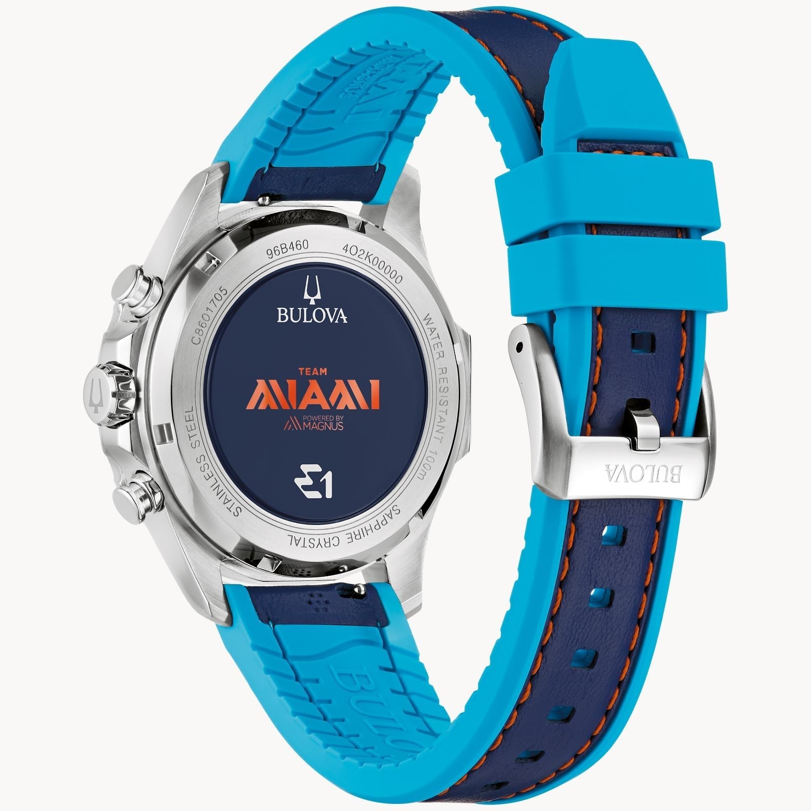 96B460 Reloj Bulova E1 Team Miami de hombre pulsera de cuero 43 mm - Cuero Azul