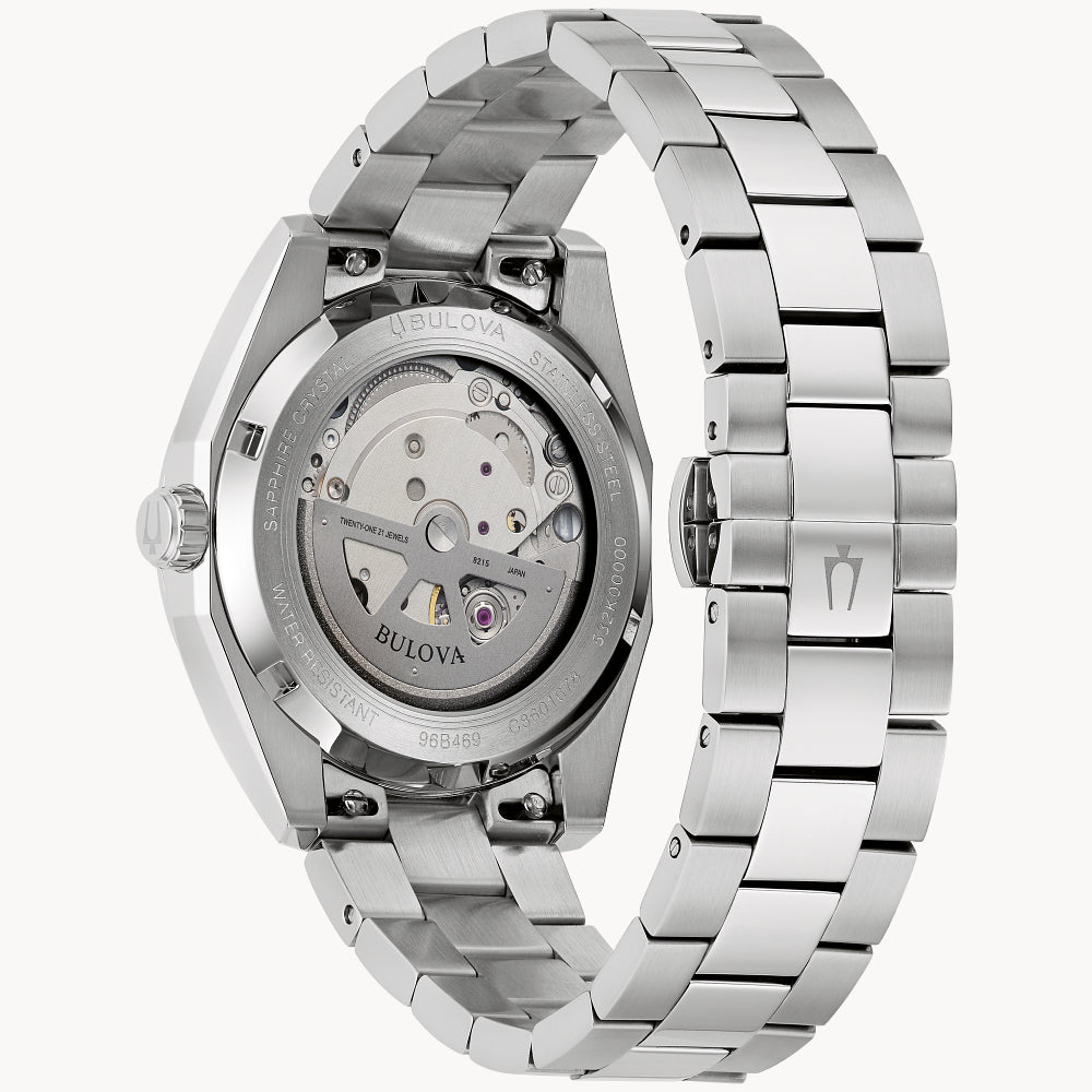 Bulova Surveyor 96B469 reloj de hombre correa de metal plateado