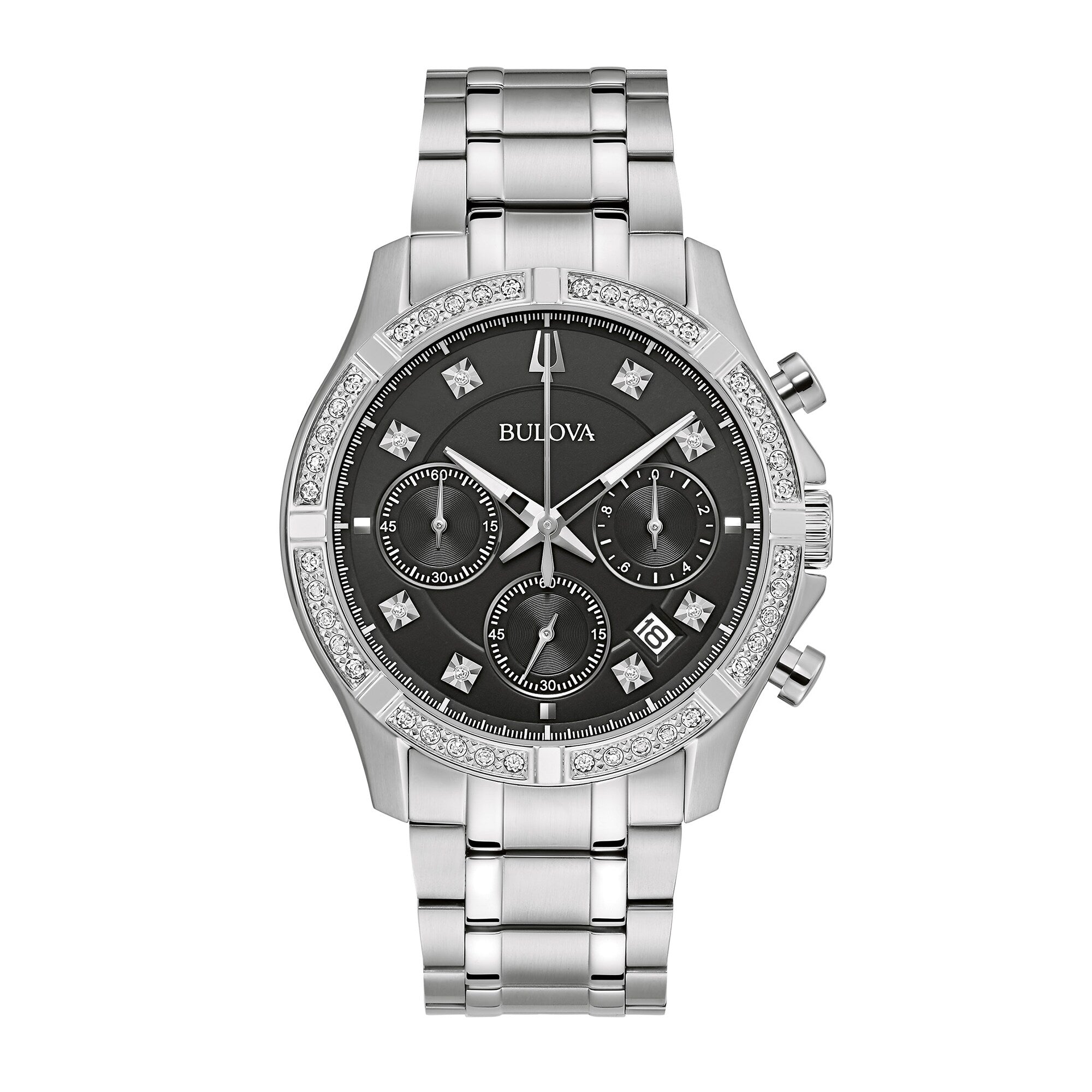 Reloj Bulova Diamond Hombre Acero Esfera Negra - Reloj original en Guatemala