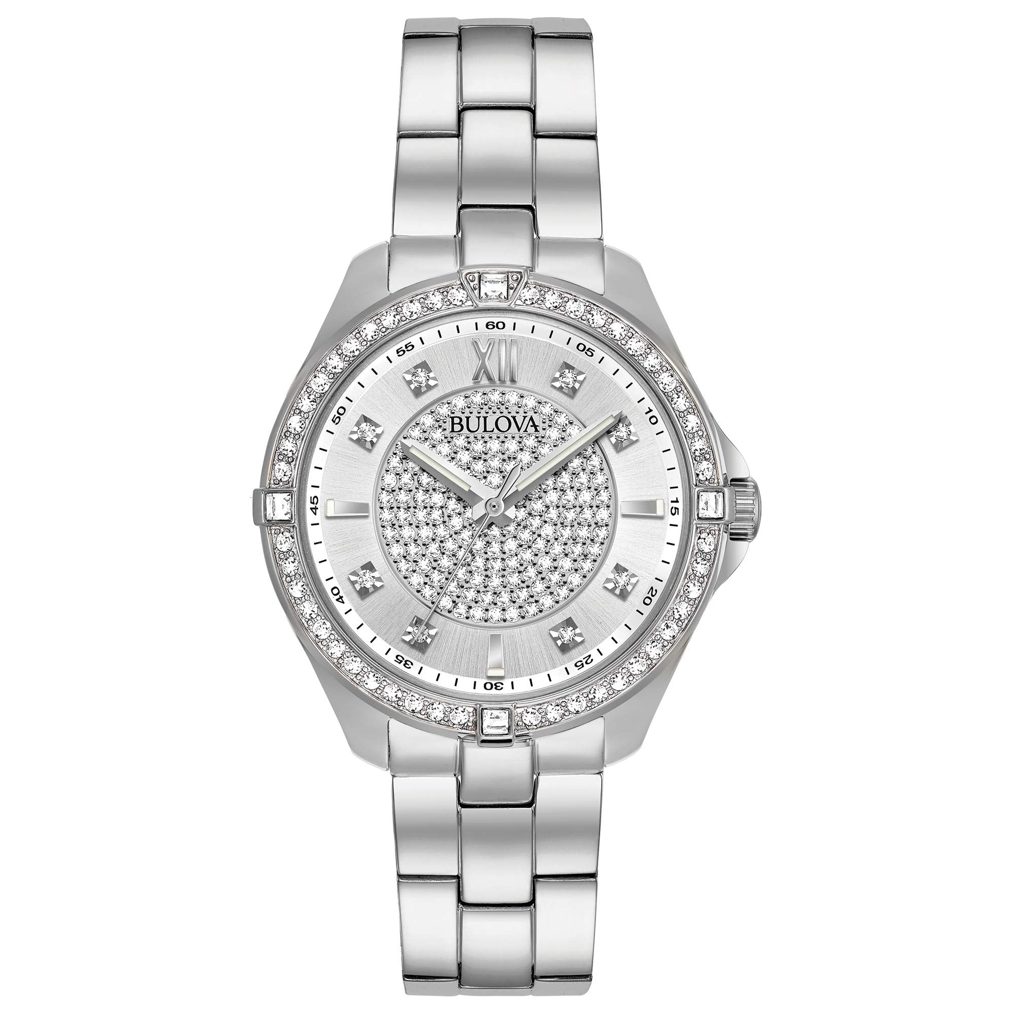 96L236 Reloj Bulova Crystal de dama pulsera de metal