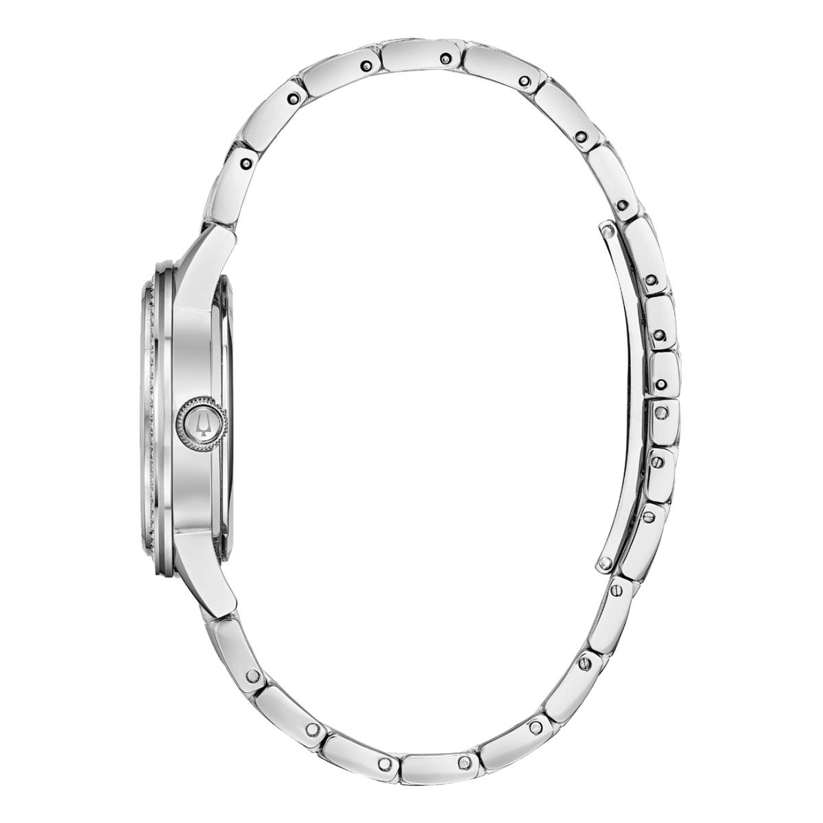 Reloj Bulova Crystal Mujer Correa de Acero Azul - Detalle de esfera