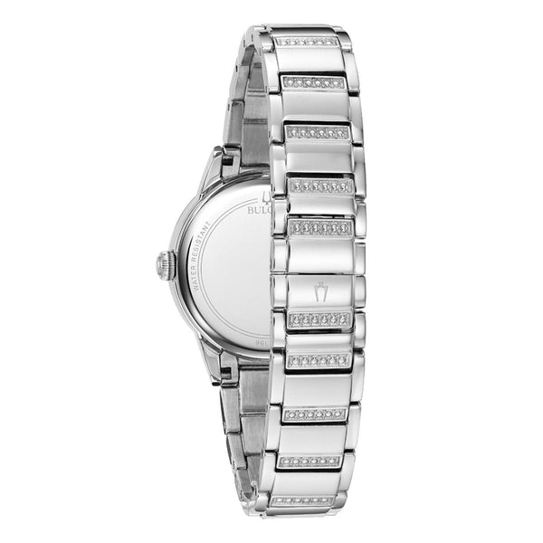 Reloj Bulova Crystal Mujer Correa de Acero Azul - Vista lateral