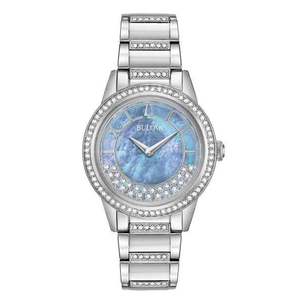 Reloj Bulova Crystal Mujer Correa de Acero Azul - Reloj original en Guatemala