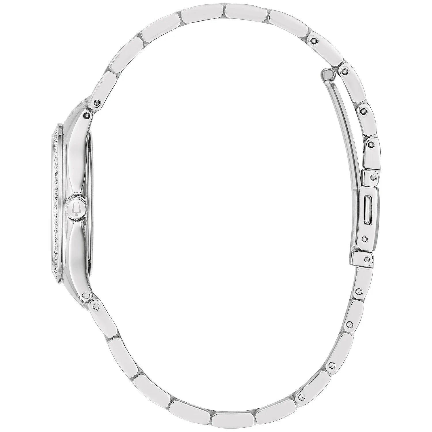 Reloj Bulova Crystal Mujer Acero Nácar Negro - Detalle de esfera