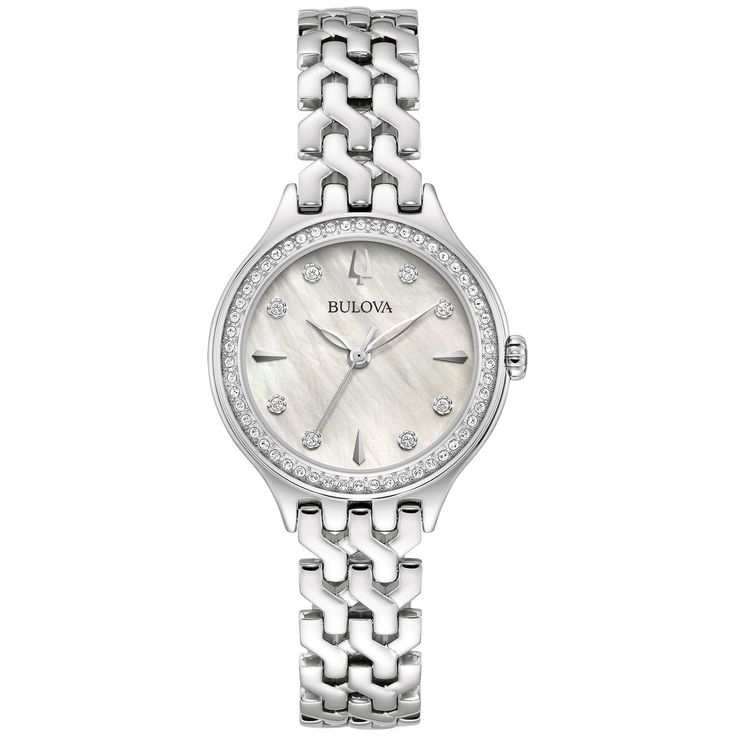 Reloj Bulova Classic Crystal Mujer Acero Plateado Nácar - Reloj original en Guatemala