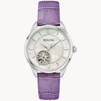 96L339 Reloj Bulova Sutton de dama correa de piel automático - Cuero Morado