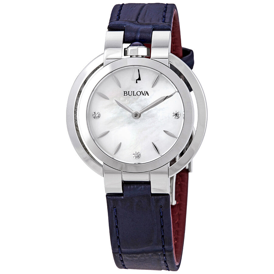 Reloj Bulova Rubaiyat Mujer Correa de Cuero Azul - Vista trasera
