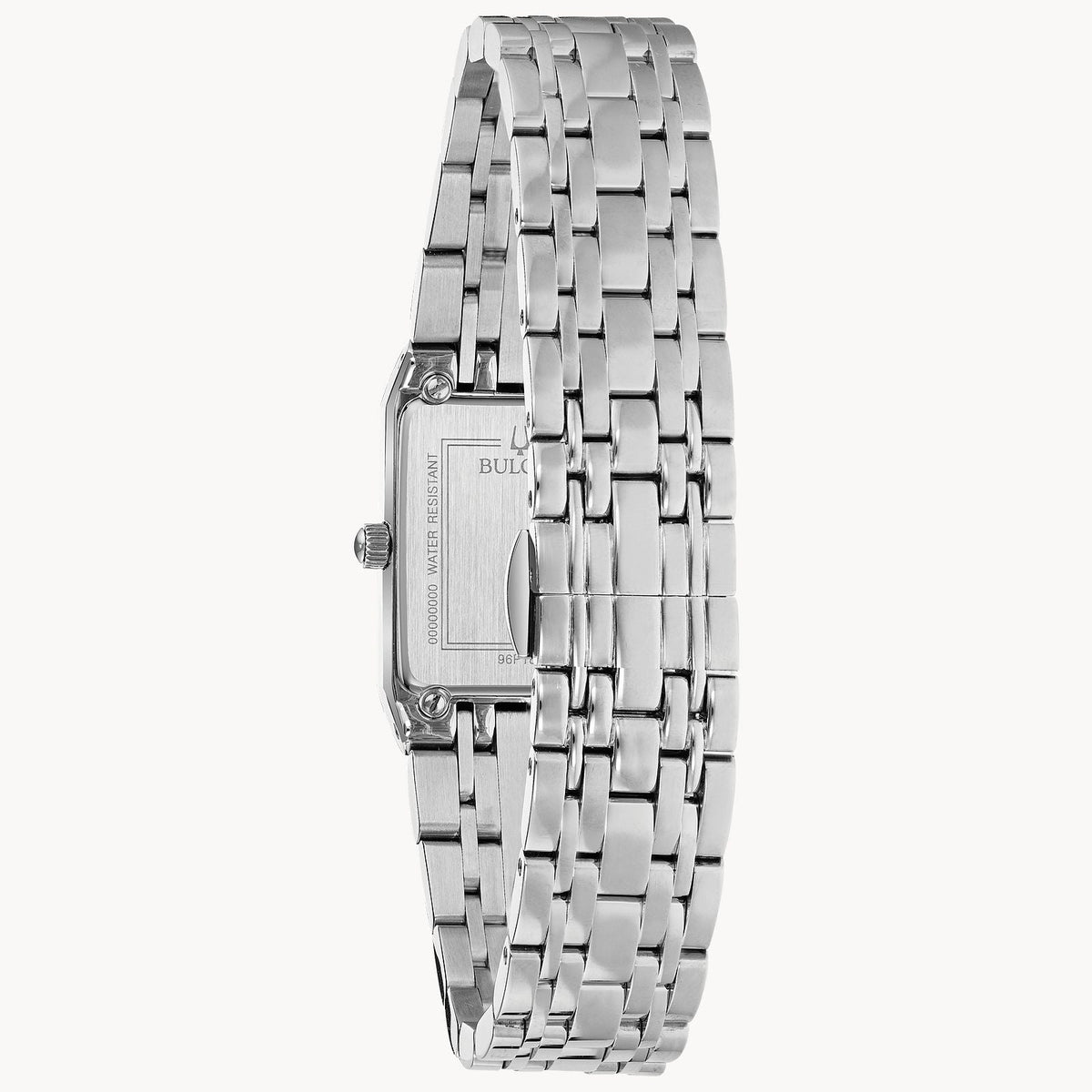 96P202 Reloj Bulova Quadra de dama banda de metal plateado 20 mm