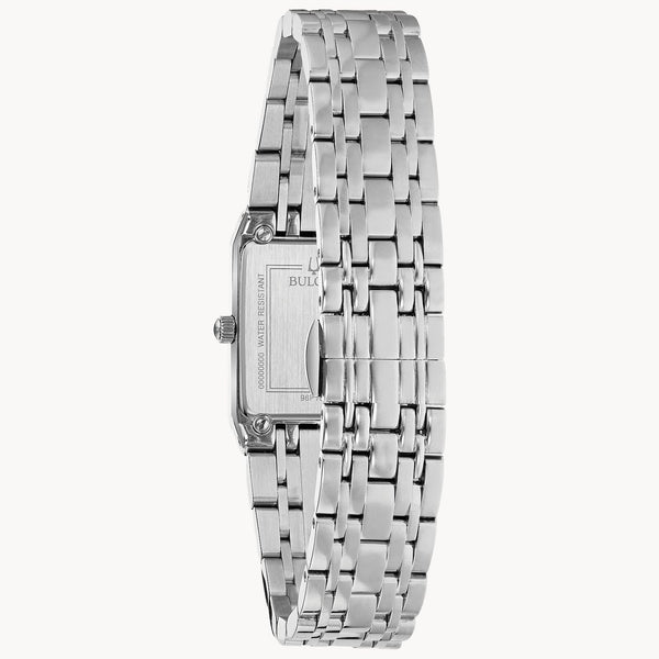 96P202 Reloj Bulova Quadra de dama banda de metal plateado 20 mm