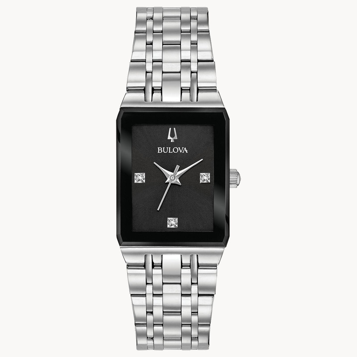 96P202 Reloj Bulova Quadra de dama banda de metal plateado 20 mm