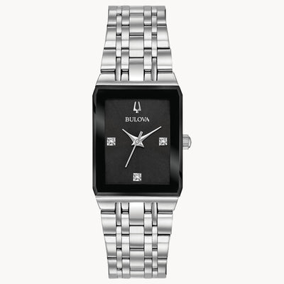 96P202 Reloj Bulova Quadra de dama banda de metal plateado 20 mm