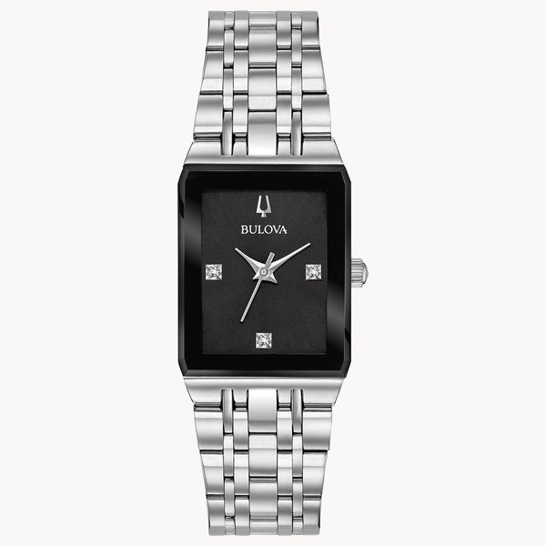 96P202 Reloj Bulova Quadra de dama banda de metal plateado 20 mm