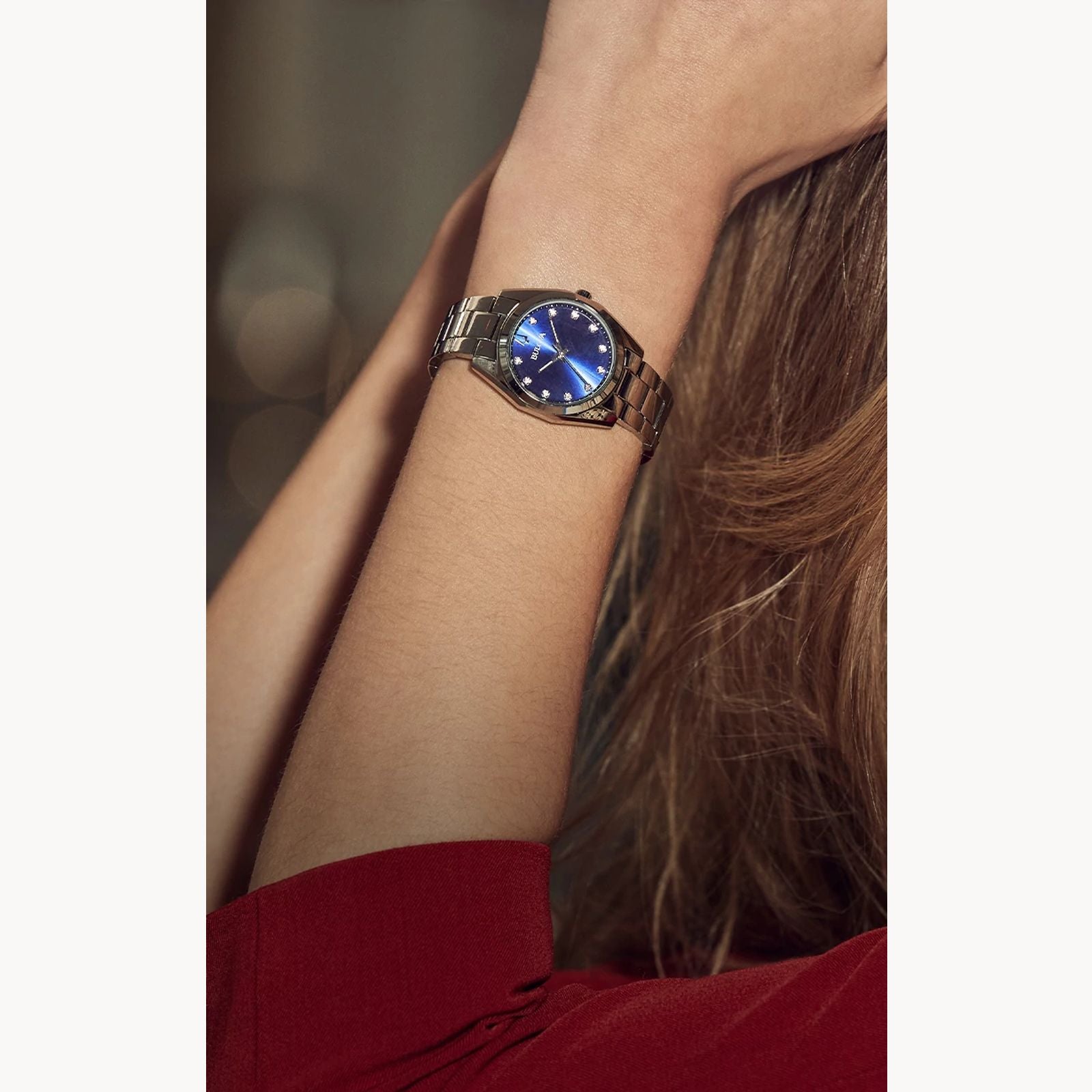 Reloj Bulova Surveyor Mujer Acero Esfera Azul - Detalle de esfera