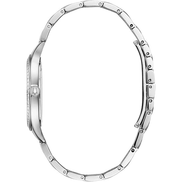Reloj Bulova Crystal Mujer Acero Plateado - Detalle de esfera