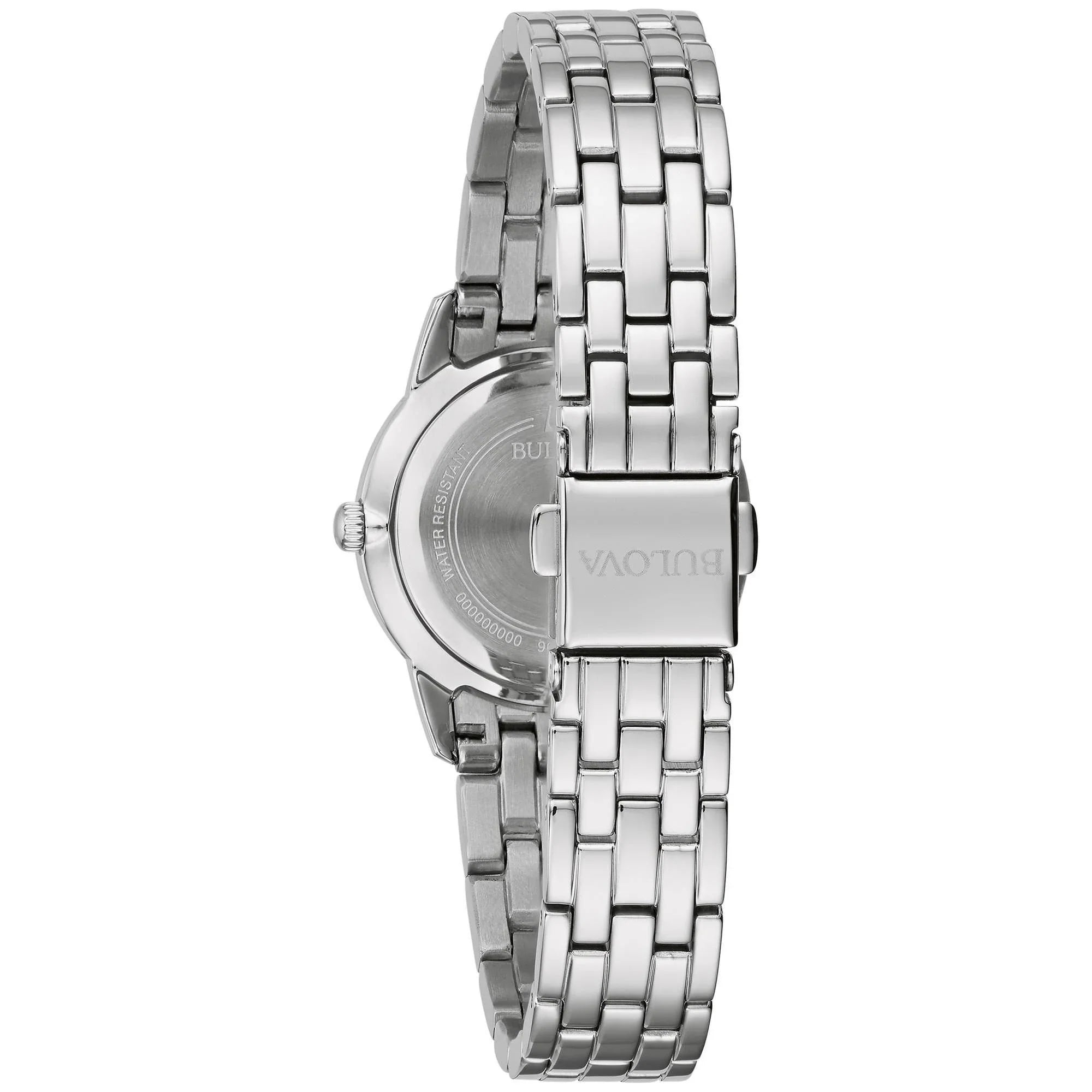 Reloj Bulova Crystal Mujer Acero Plateado - Detalle de esfera