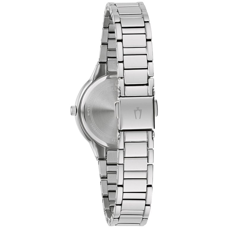 Reloj Bulova Crystal Mujer Acero Plateado Nácar - Detalle de esfera