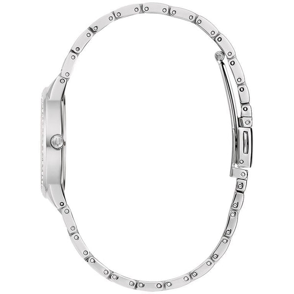 Reloj Bulova Crystal Mujer Acero Plateado Nácar - Vista lateral