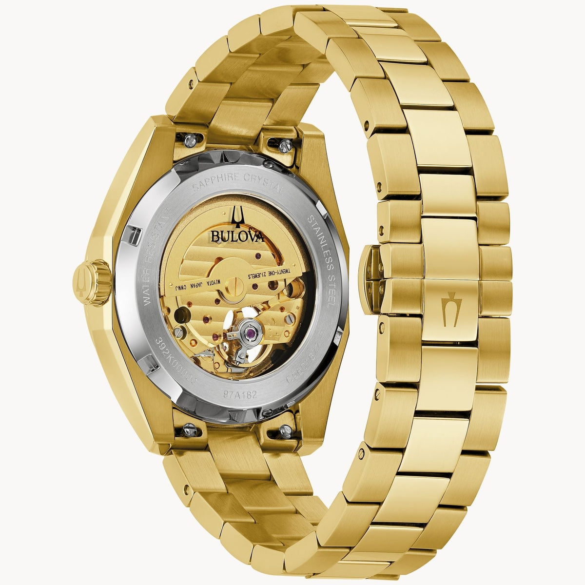 97A182 Reloj Bulova Surveyor de hombre banda de metal dorado 39 mm