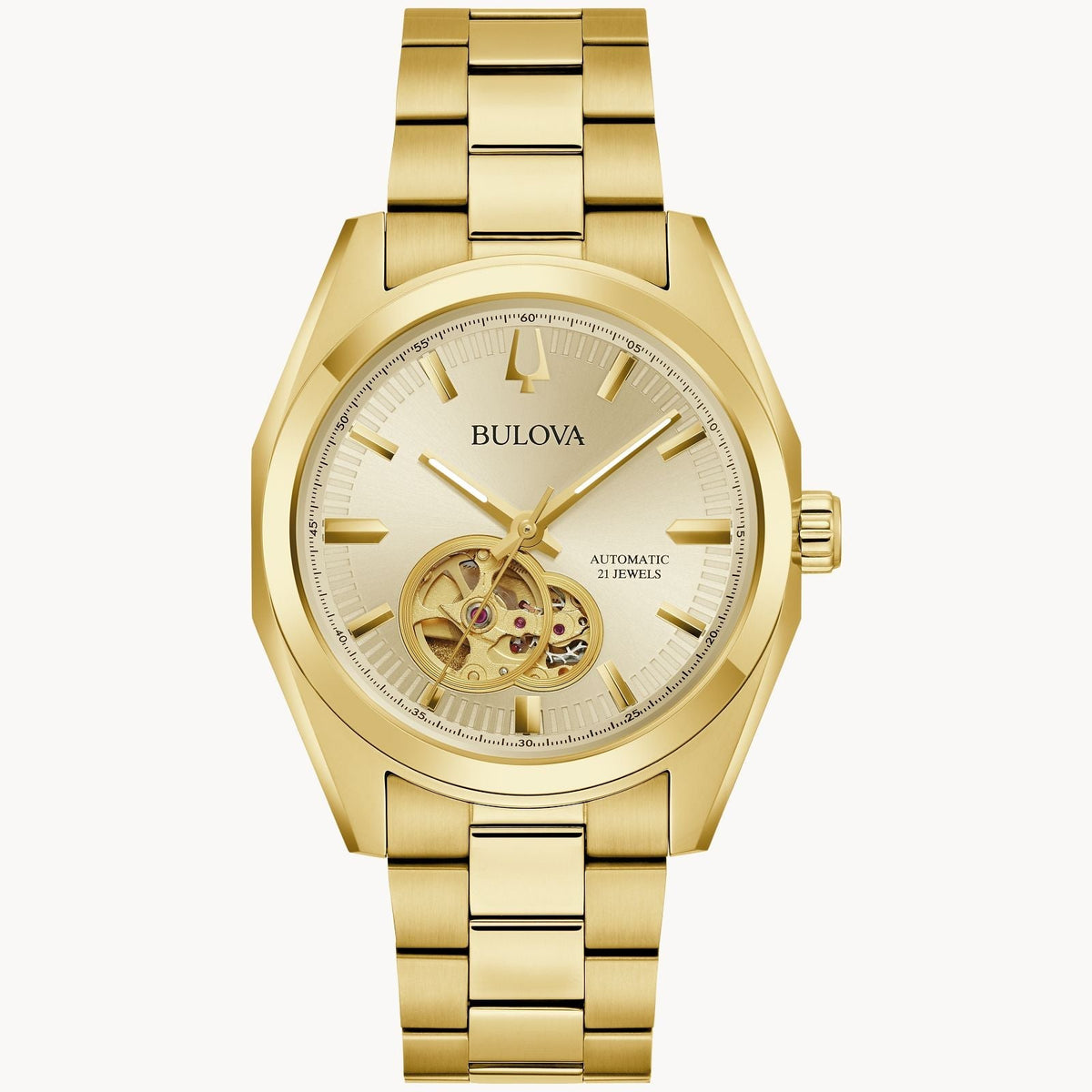 97A182 Reloj Bulova Surveyor de hombre banda de metal dorado 39 mm