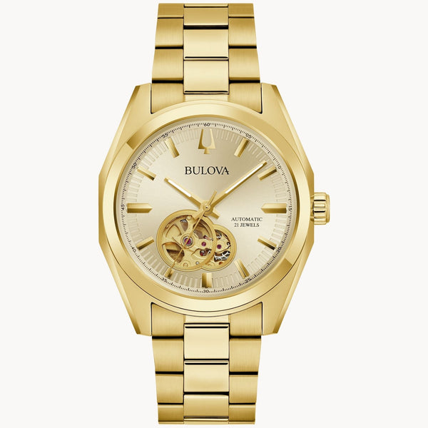 97A182 Reloj Bulova Surveyor de hombre banda de metal dorado 39 mm