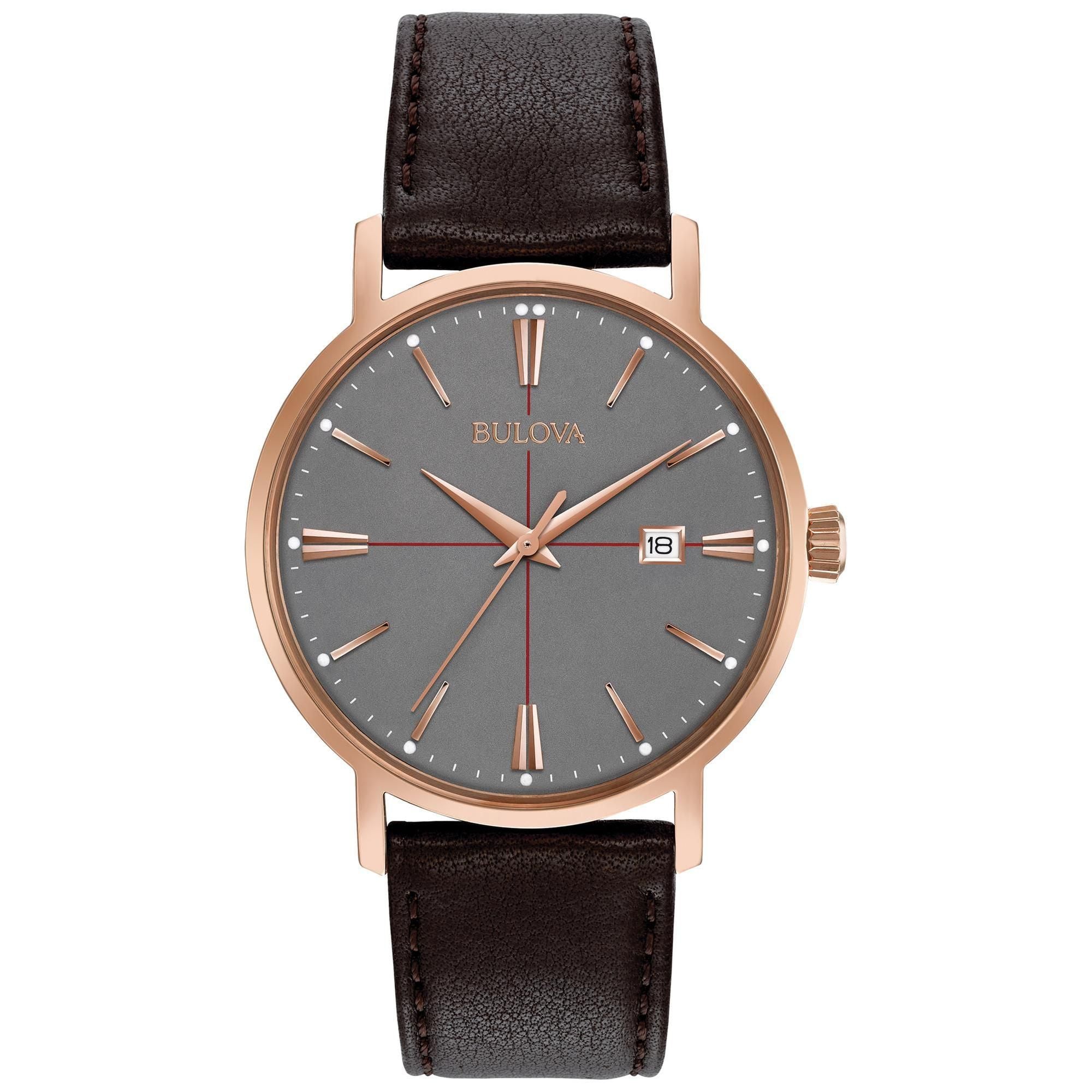 Reloj Bulova Classic Unisex Cuero Marrón Caja Oro - Reloj original en Guatemala