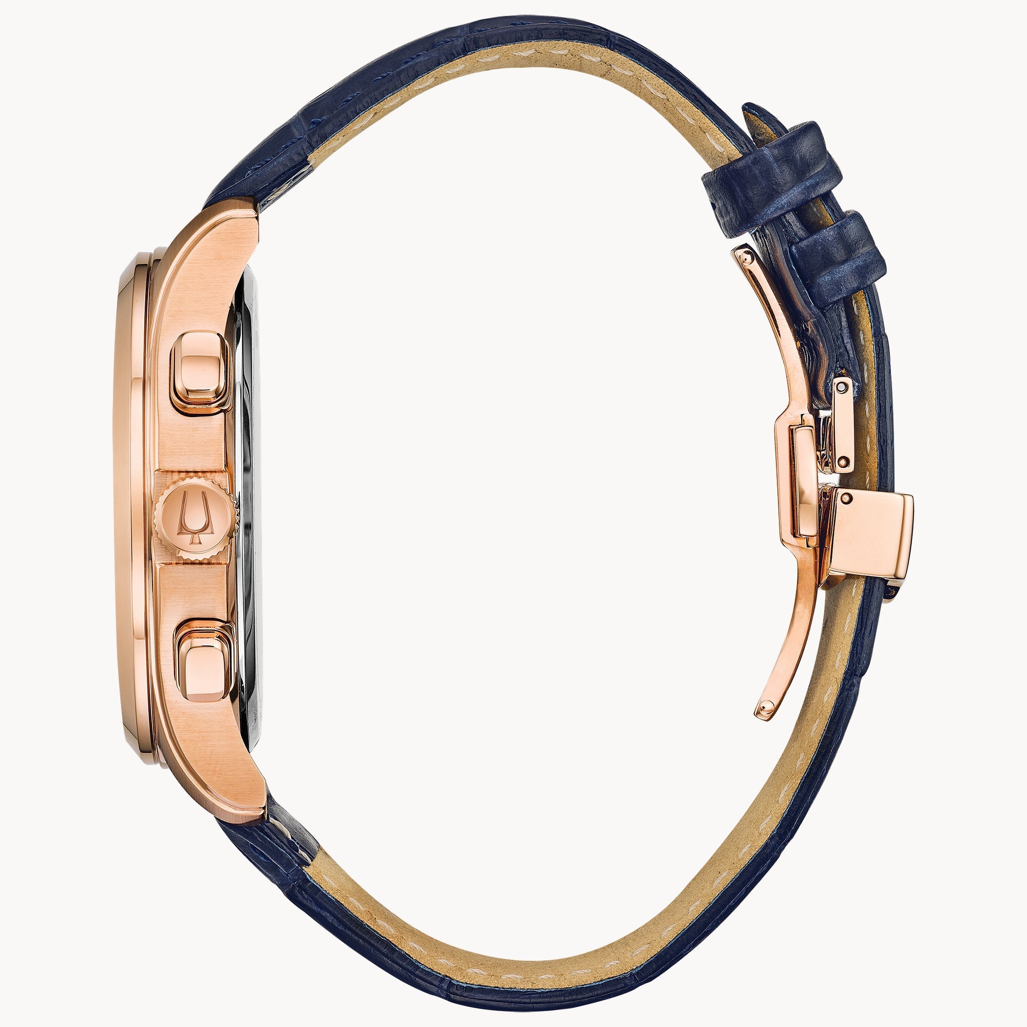Reloj Bulova Wilton Hombre Correa Cuero Azul - Detalle de esfera
