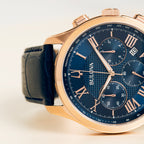 Reloj Bulova Wilton Hombre Correa Cuero Azul - Vista trasera