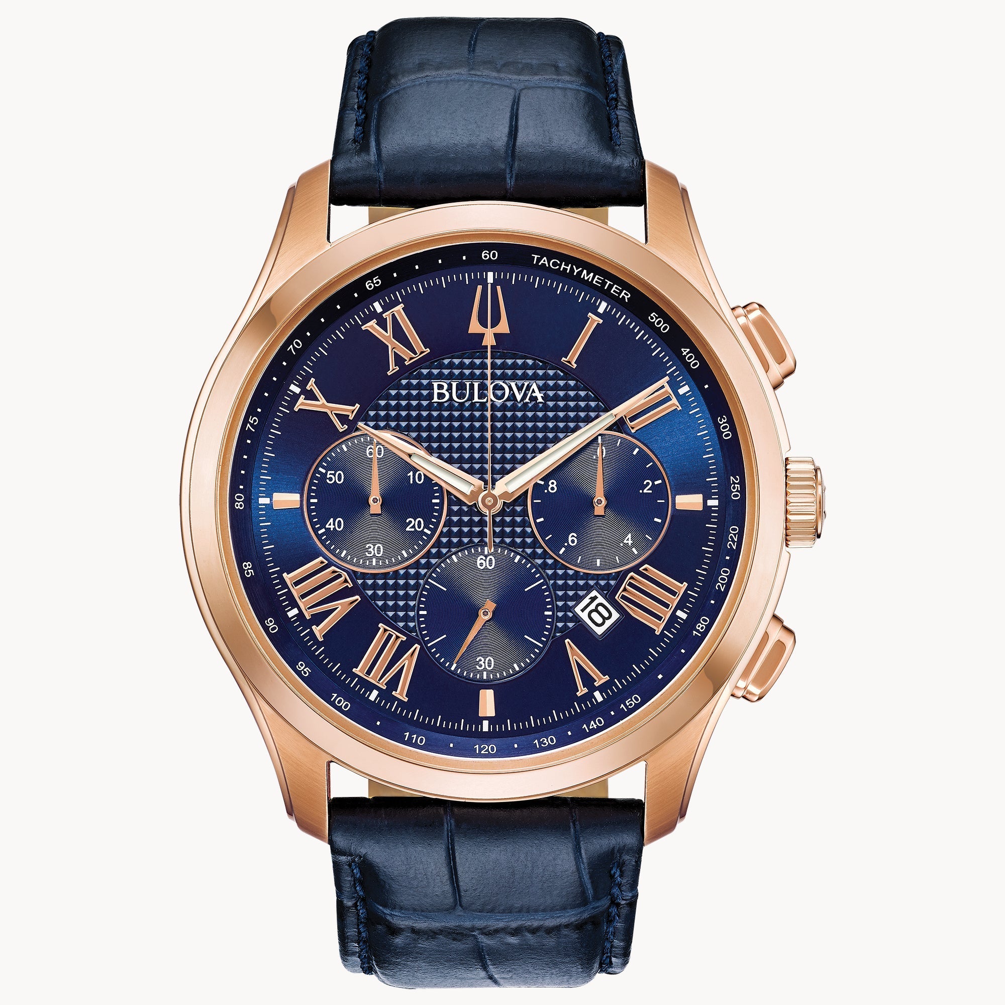 Reloj Bulova Wilton Hombre Correa Cuero Azul - Reloj original en Guatemala