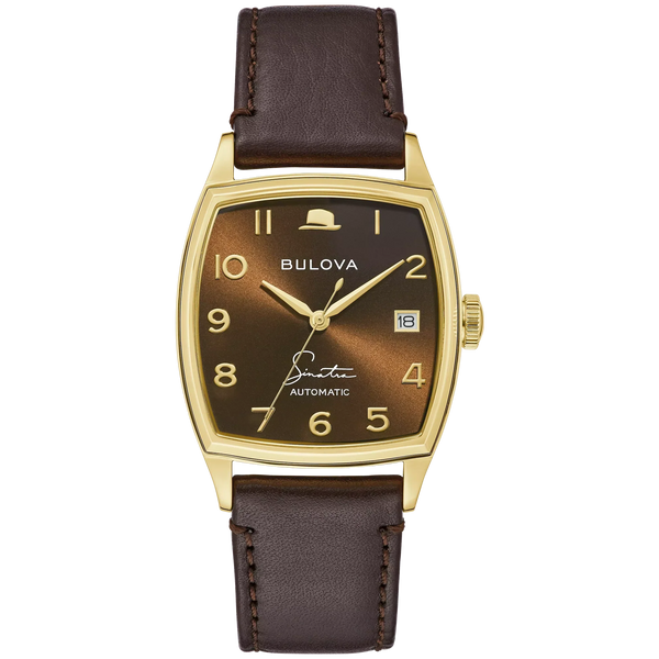 97B198 Reloj Bulova Frank Sinatra de hombre correa de cuero marrón