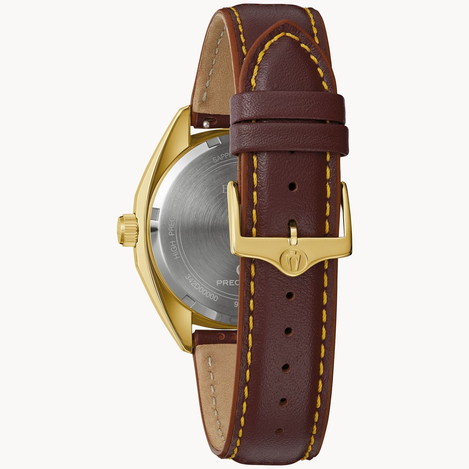 Reloj Bulova Sutton Jet Star Hombre Correa Cuero Dorado - Vista lateral