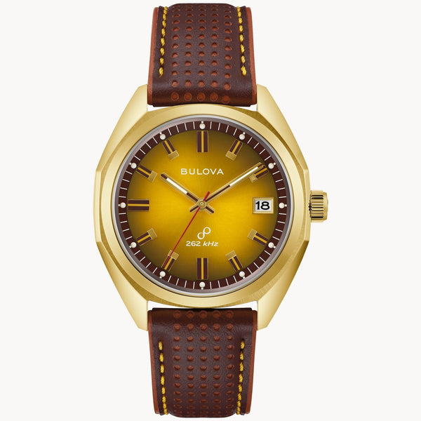 Reloj Bulova Sutton Jet Star Hombre Correa Cuero Dorado - Reloj original en Guatemala
