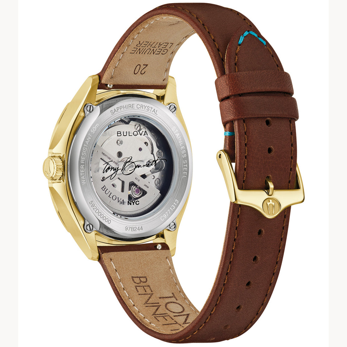 97B244 Reloj Bulova Tony Bennett de hombre correa de cuero