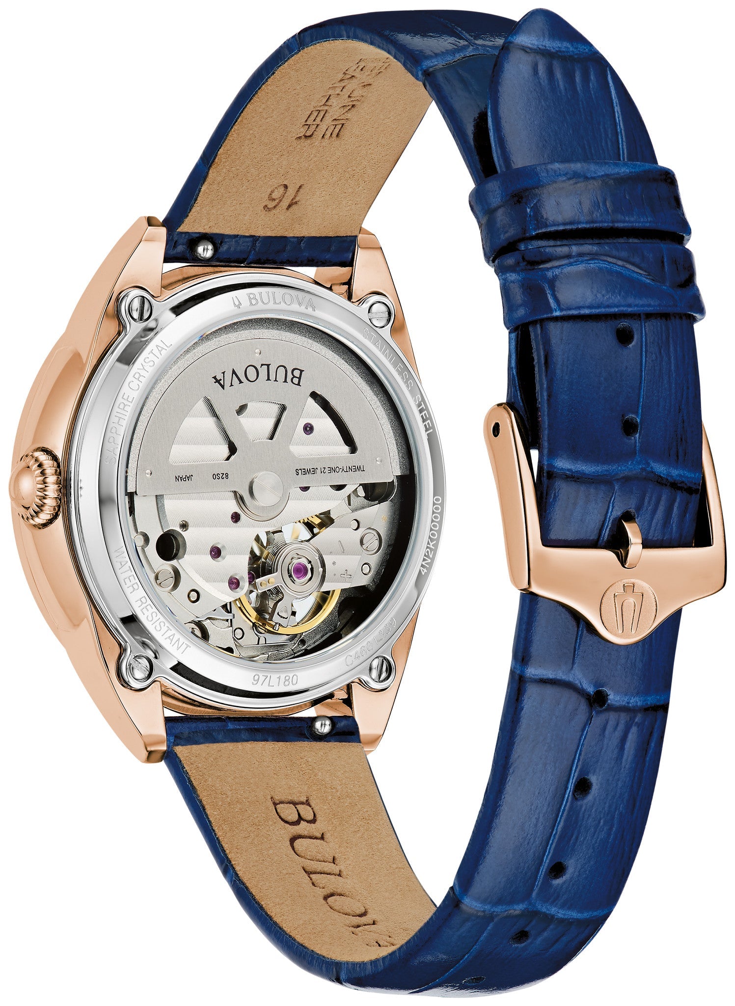 97L180 Reloj Bulova Sutton de dama correa de cuero - Cuero Azul