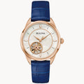 97L180 Reloj Bulova Sutton de dama correa de cuero - Cuero Azul