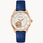 97L180 Reloj Bulova Sutton de dama correa de cuero - Cuero Azul