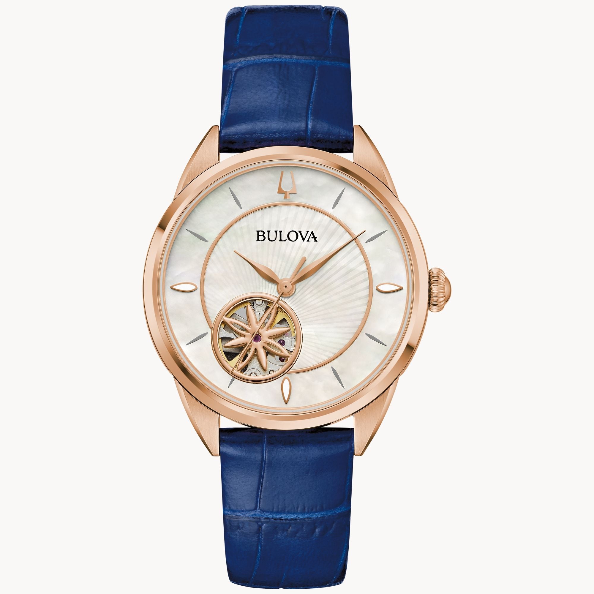 97L180 Reloj Bulova Sutton de dama correa de cuero - Cuero Azul