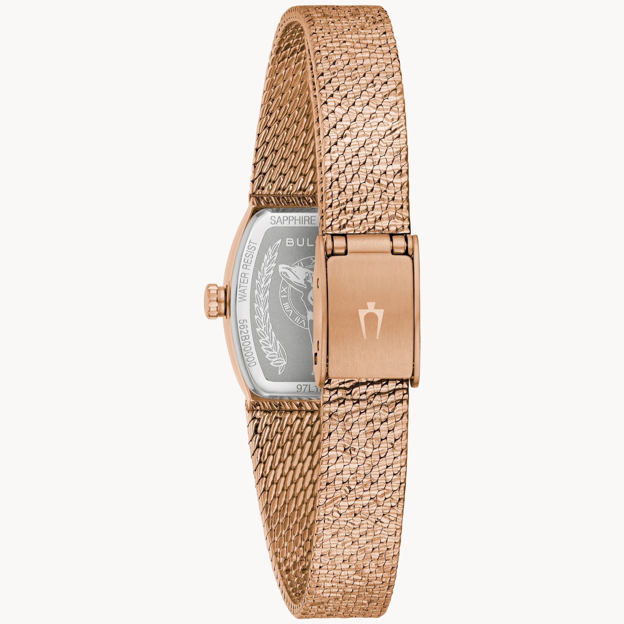 Reloj Bulova Goddess of Time Mujer Malla Oro Rosa - Vista lateral